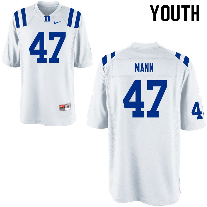 Youth #47 Steve Mann Duke Blue Devils College Football Jerseys Sale-White